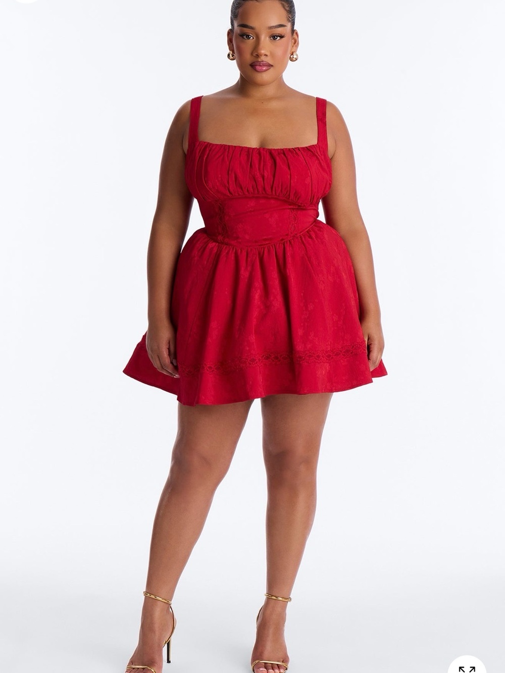 Fashion Nova Crimson Square-Neck Mini Dress with Gathered Waist
